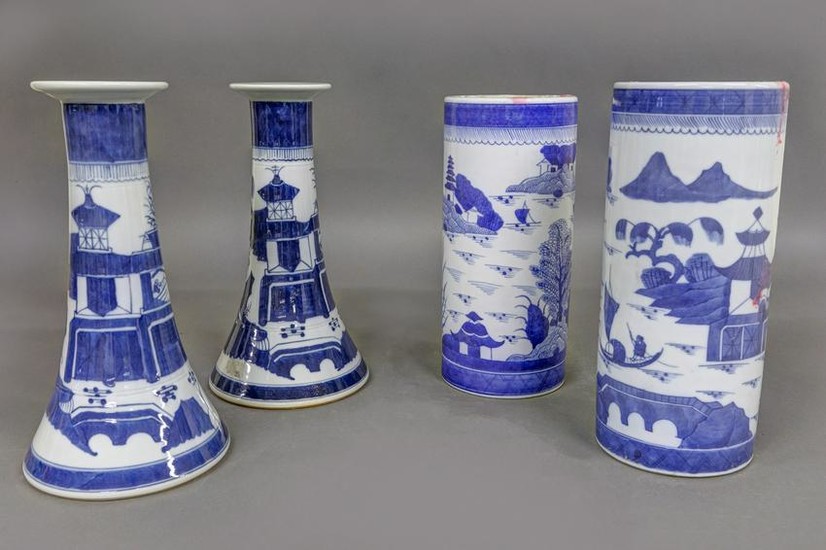 Chinese Porcelain Canton Candlesticks