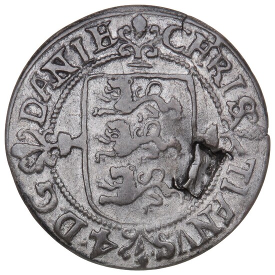 Christian IV, 2 skilling 1594, H 67, damaged.