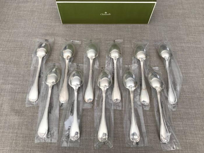 Christofle modèle Rubans sous blister - Soup spoons (11) - Silver plated
