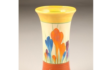 Clarice Cliff Bizarre vase in the crocus design, hand painte...