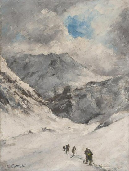 Clément Castelli (1870-1959) "Skieurs dans les