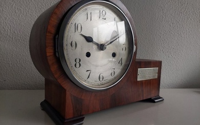 Clock - Enfield - Art Deco - Various types of wood, chrome-plated metal - 1930-1940