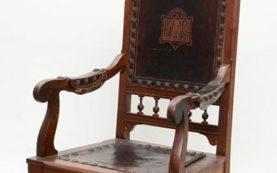Continental Baroque style carved walnut armchair