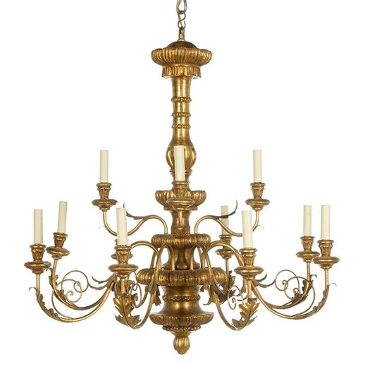 Continental Giltwood and Gilt-Metal Chandelier