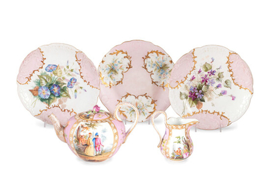 Continental Porcelain Luncheon Plates and Tea Service Including Meissen