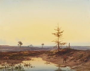 Cornelis Lieste, Evening Mood over a Moorland Landscape