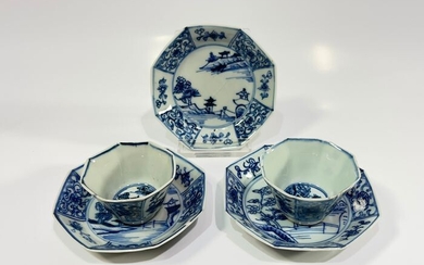 Cups, Saucers (5) - Blue and white - Porcelain - China - Kangxi (1662-1722)