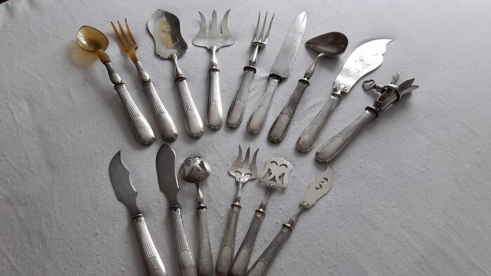 Cutlery set (15) - .950 silver - Bellaque & Demantay - France - Mid 19th century