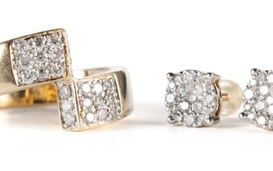 DIAMOND GOLD RING AND EARRINGS