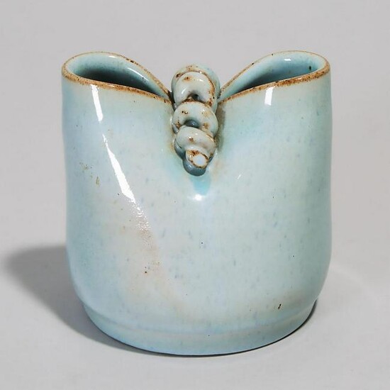 Deichmann Mottled Blue Glazed Stoneware 'Bag' Vase