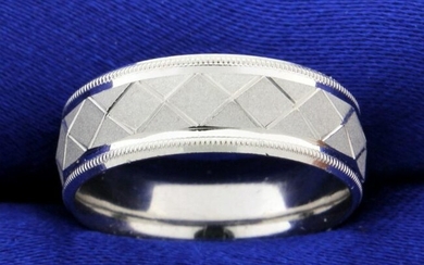 Designer Beaded Edge Geometric Design Wedding Band Ring