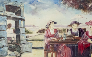 Dorit Levi (b.1952) - Women in the Landscape, Oil on Masonite.