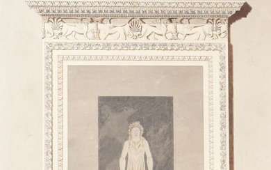 ECOLE FRANCAISE Vers 1800 "Cinq études pour un portique" Lavis gris et brun, l'un aquarellé...