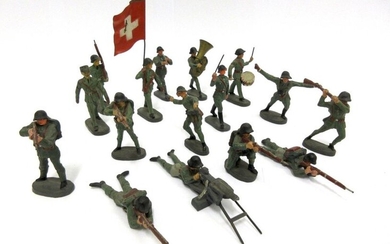 ELASTOLIN, 16 pieces in composition, "Swiss Army in...