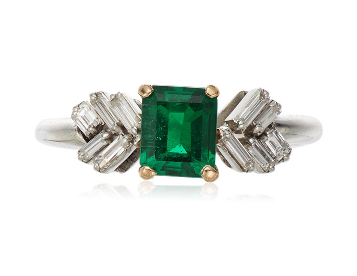 EMERALD AND DIAMOND RING WITH GIA REPORT