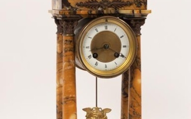 EMPIRE STYLE MARBLE MANTEL CLOCK, C. 1840, H 15", W
