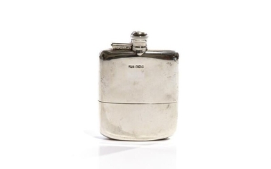 ENGLISH SILVER HIP FLASK WITH DETACHABLE CUP, 221g