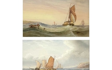 Early 19th C English School Fishing Boats, Choppy Waters