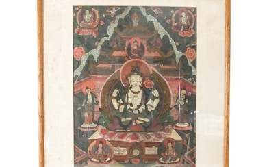 Early Antique Tibetan Thangka Silk Painting