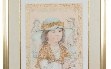Edna Hibel Signed, Numbered "Wendy with Hat"