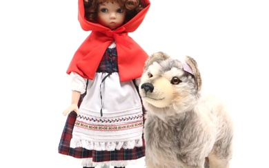Edwin M. Knowles "Little Red Riding Hood" Doll with Steiff Wolf Stuffed Animal