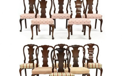 Eleven George II Style Carved Mahogany Dining Chairs