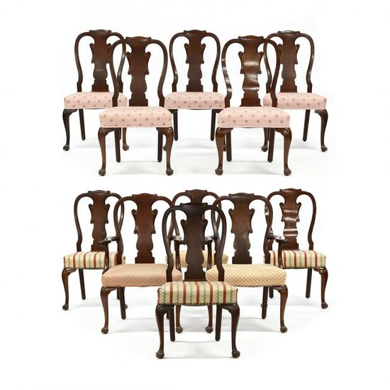 Eleven George II Style Carved Mahogany Dining Chairs