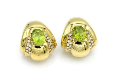 Emis 18K Yellow Gold Perodit & Diamond Earrings