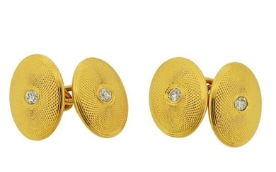 English 18k Gold Diamond Cufflinks