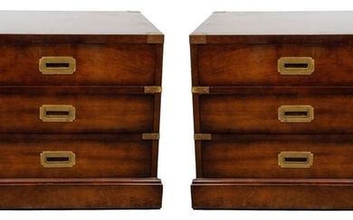 English Mahogany Campaign Chest of Drawers, Pair