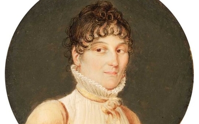 English School. Circular portrait miniature of a lady, circa 1810-1820