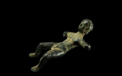Etruscan Statuette, Reclined Male with Inscription