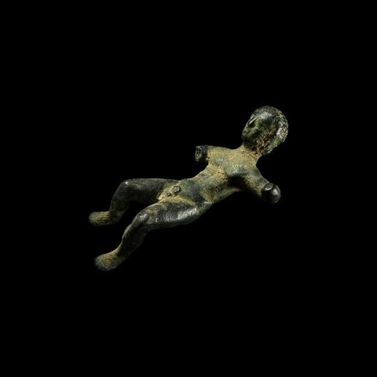 Etruscan Statuette, Reclined Male with Inscription