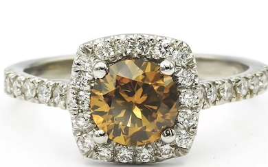 FANCY BROWNISH ORANGE 1.61 - 14 kt. Gold - Ring - 1.16 ct Diamonds - Diamonds