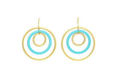 FARAONE MENNELLA, YELLOW GOLD AND TURQUOISE EARRINGS
