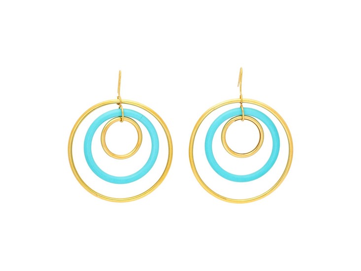 FARAONE MENNELLA, YELLOW GOLD AND TURQUOISE EARRINGS