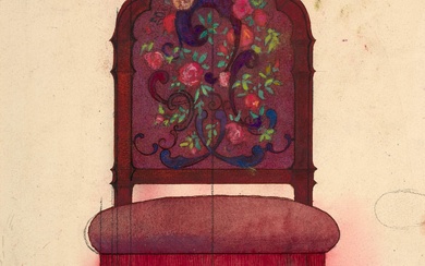 Félix BRACQUEMOND (Paris, 1833 - Sèvres, 1914) Projet pour une chaise Plume et encre brune,...