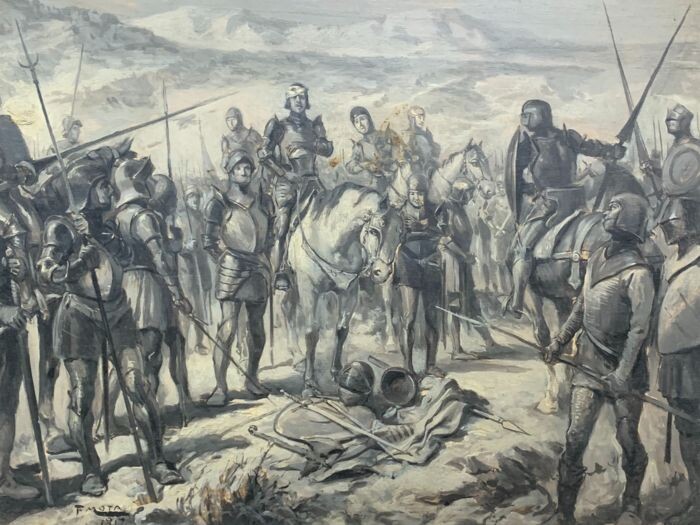 Fernando Fernández Mota (XIX-XX) - Fernández de Velasco dans la Bataille d'Olmedo (1462)