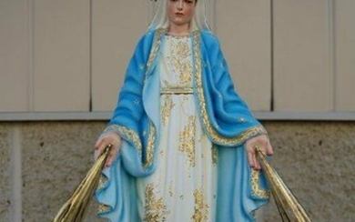 Fine Hand Carved Wood Statue "Mary of The Miraculous