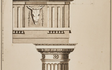 Five Architectural Design Drawings of Greek Columns