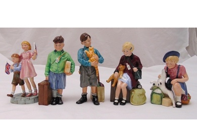 Five Royal Doulton figurines to include The Girl Evacuee HN ...