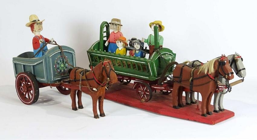 Folk Art Carved Wagons