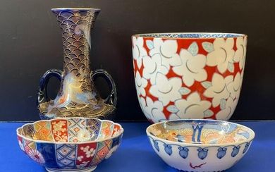 Four Pieces of Japanese Fukagawa Porcelain