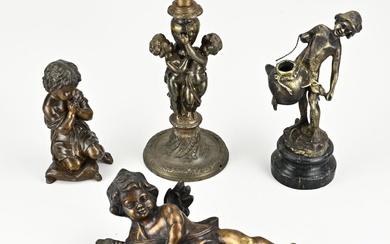 Four bronze figures. Miscellaneous. 20th century. Also one time samack. Size: 20 - 32 cm....