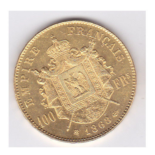 France - 100 Francs 1868-BB Napoleon III - Gold