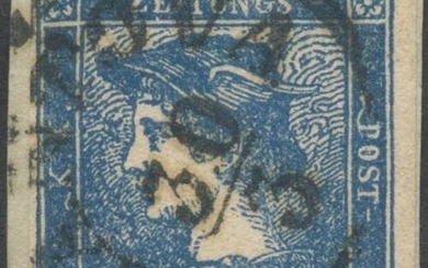 Francobolli per Giornali, N.3 Azzurro su frammento. (Lux) (Cat.600)