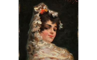 Französisch-spanischer Maler des 19. Jahrhunderts, BRUSTBILD EINER JUNGEN SPANIERIN