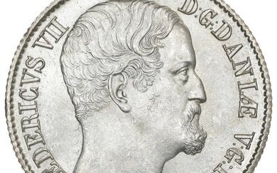 Frederik VII, 16 skilling 1856 VS, H 10B. Ex. Gulklett.