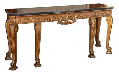 French Empire Style Giltwood Marble Top Console Table
