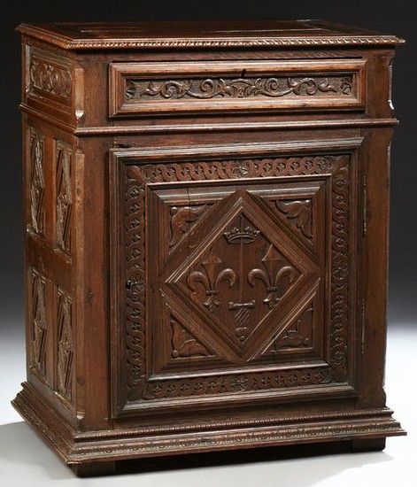French Louis XIII Style Carved Oak Confiturier, 19th